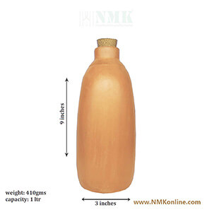 Clay Water Bottle 1 Ltr (Cork cap)